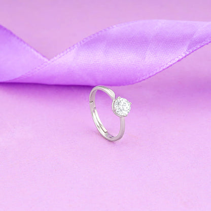 Silver Minimal Solitaire Ring