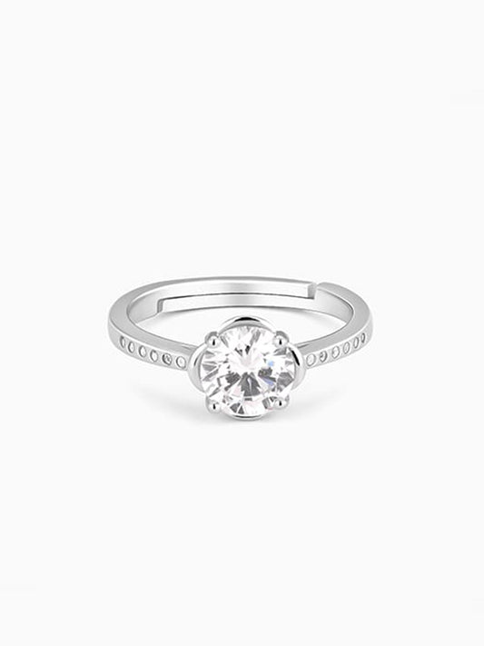 Silver Zircon Shimmer Flower Ring
