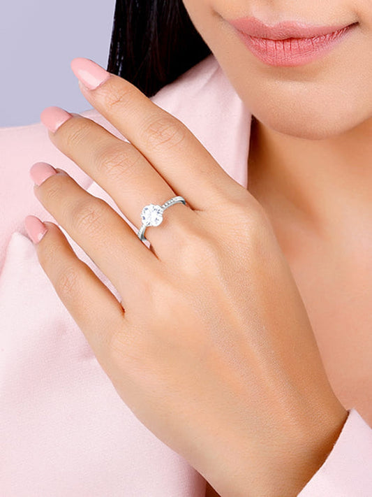 Silver Zircon Shimmer Flower Ring