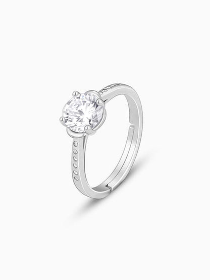 Silver Zircon Shimmer Flower Ring