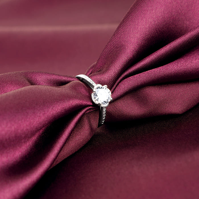 Silver Zircon Shimmer Flower Ring
