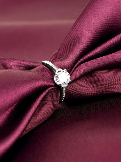 Silver Zircon Shimmer Flower Ring
