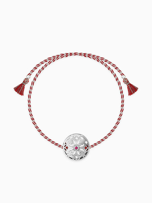 Oxidised Silver Sphere Flower Rakhi