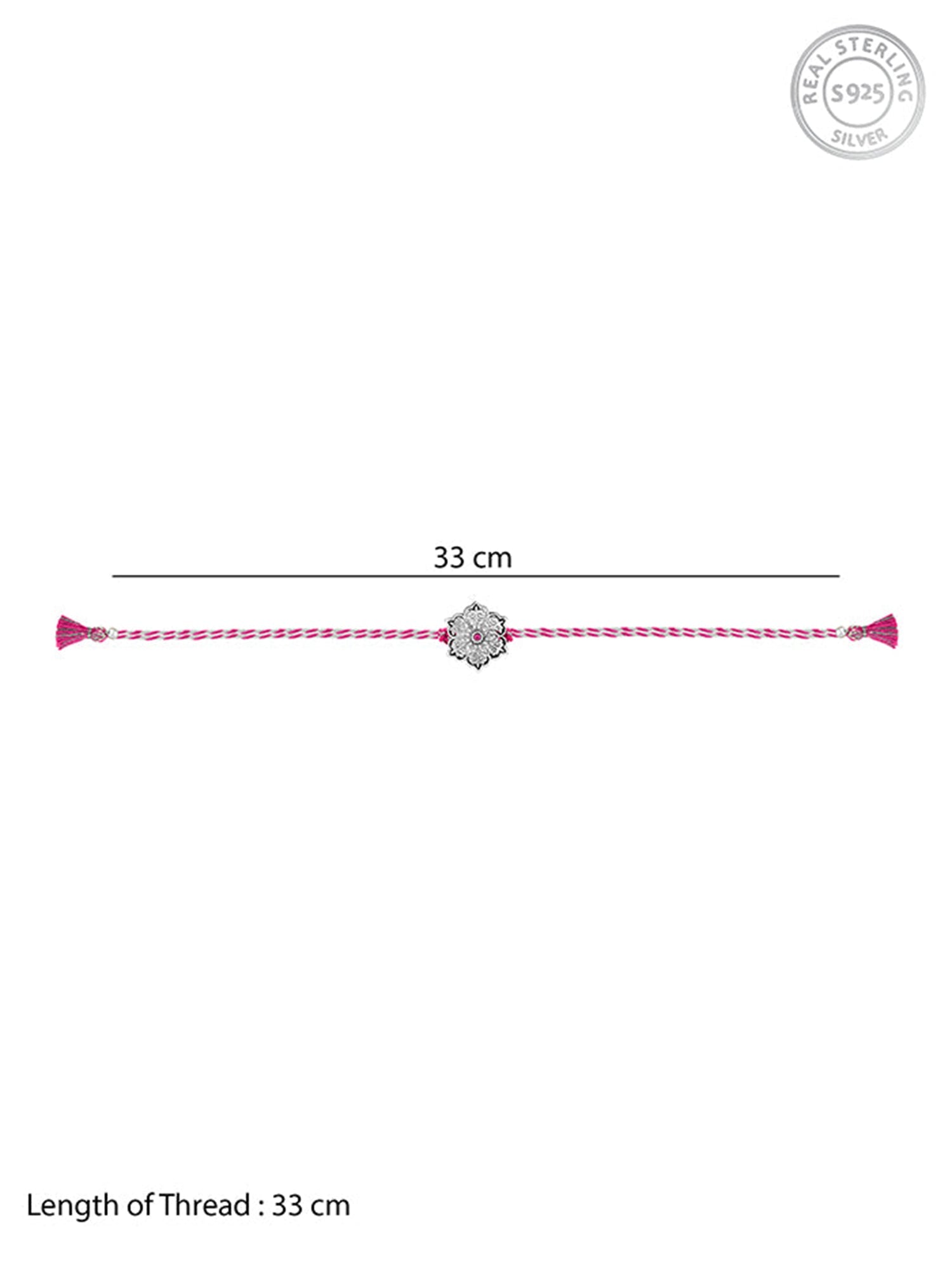 Oxidised Silver Pink Flower Rakhi