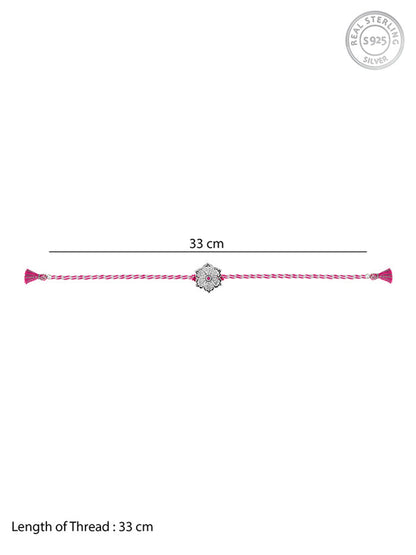 Oxidised Silver Pink Flower Rakhi