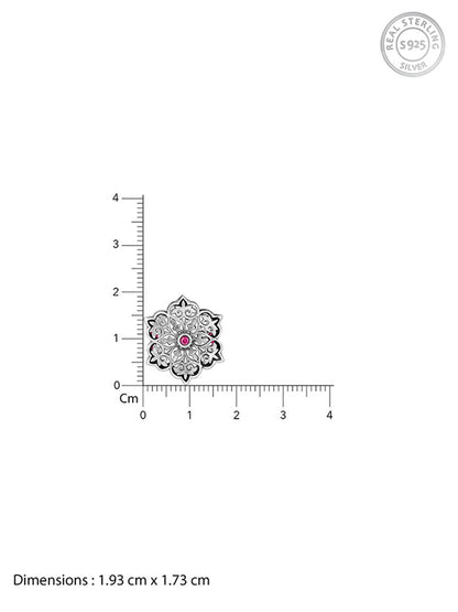 Oxidised Silver Pink Flower Rakhi