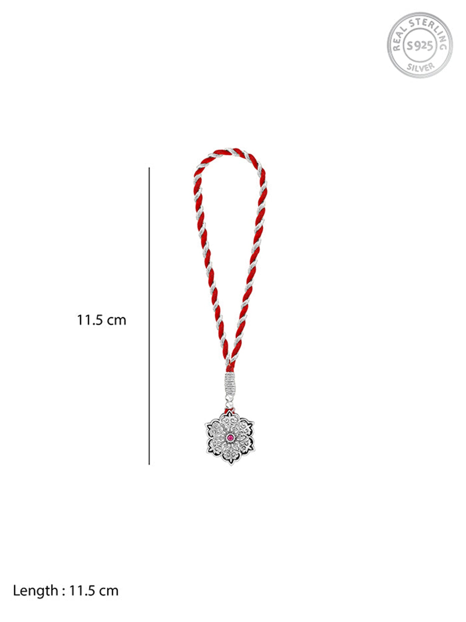 Oxidised Silver Pink Pop Flower Lumba Rakhi