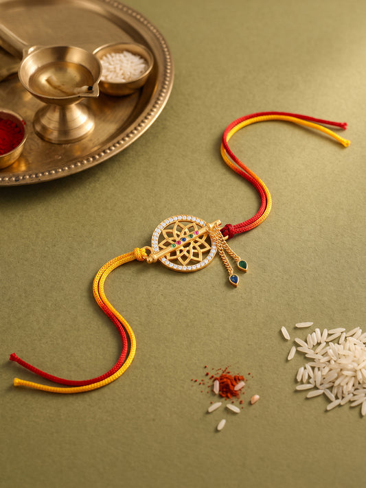 Golden Mandala Flute Rakhi