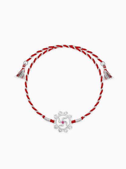 Silver Swastik Bloom Rakhi