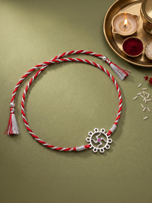 Silver Swastik Bloom Rakhi