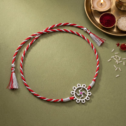 Silver Swastik Bloom Rakhi