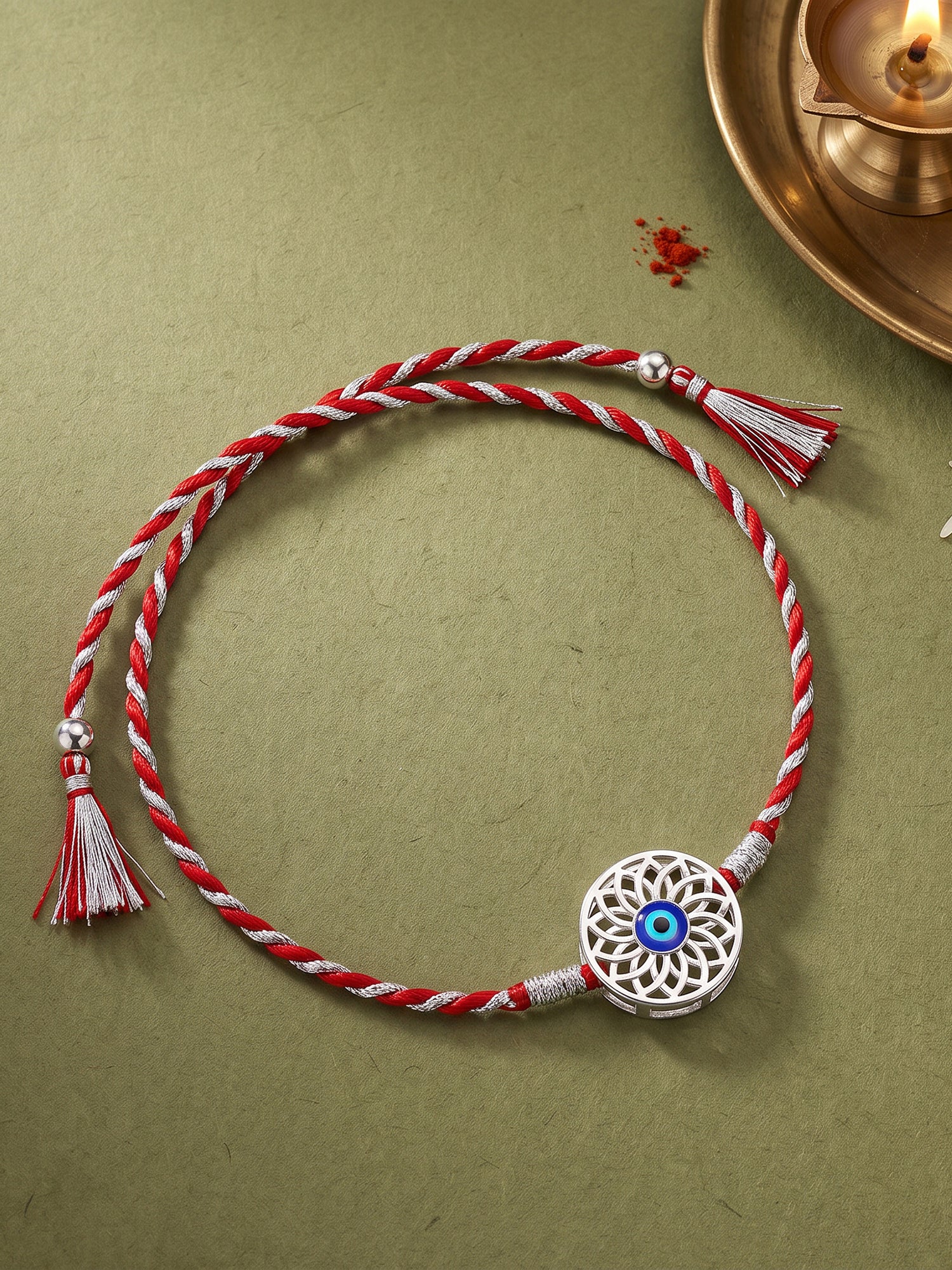 Silver Positive Evil Eye Rakhi
