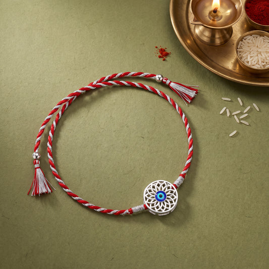 Silver Positive Evil Eye Rakhi
