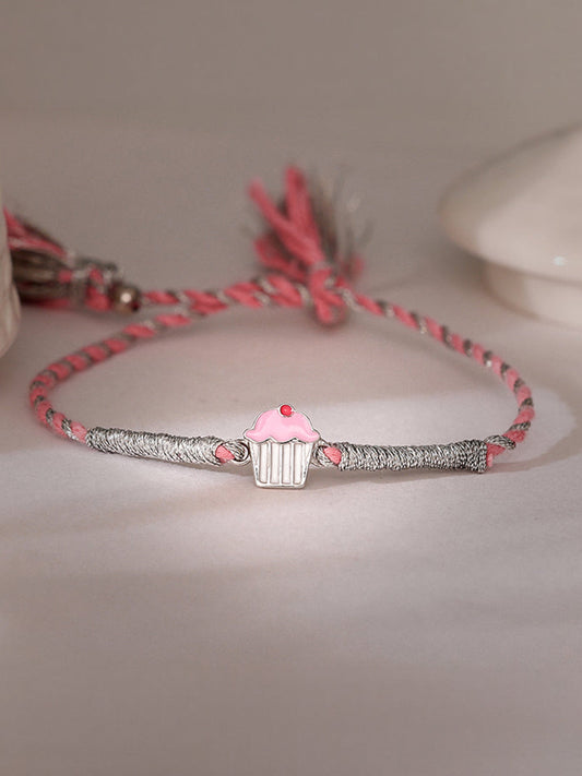 Silver Cup Cake Rakhi for Kids
