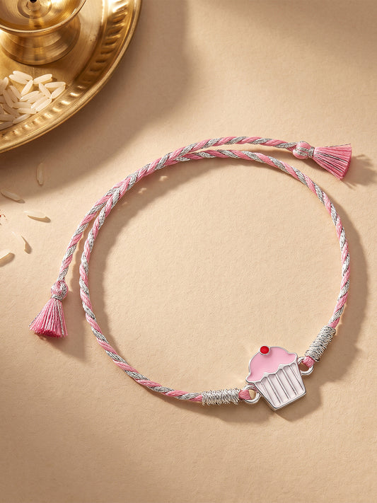 Silver Cup Cake Rakhi for Kids