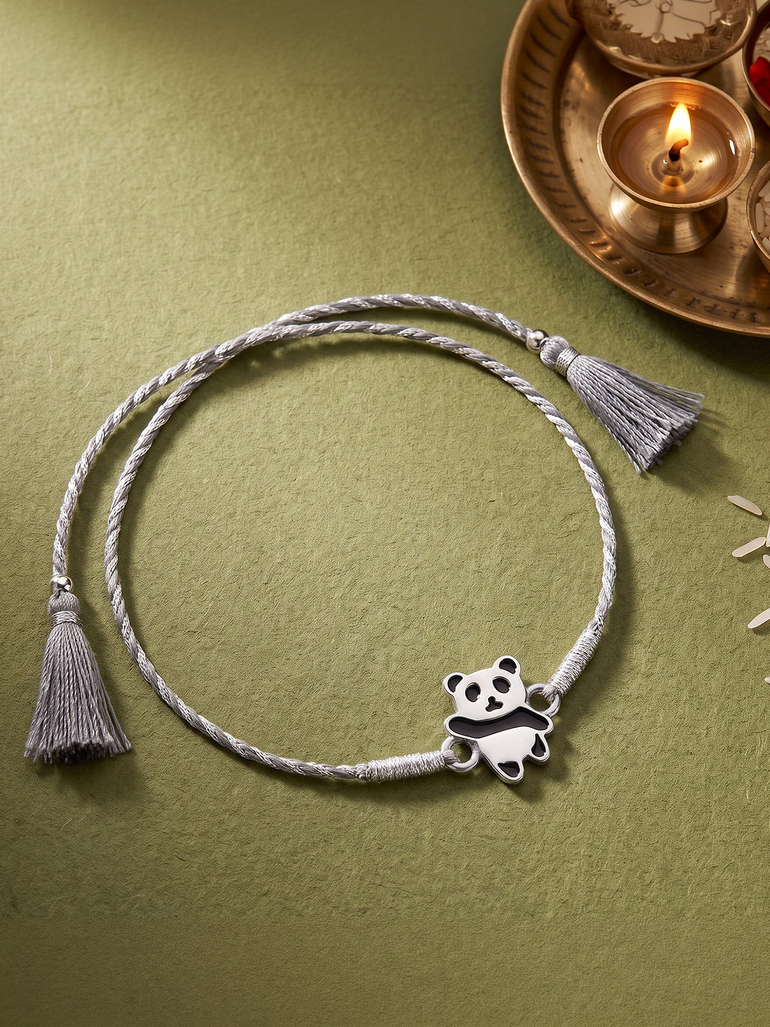 Silver Cute Panda Kids Rakhi