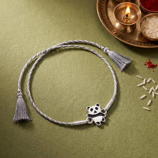 Silver Cute Panda Kids Rakhi