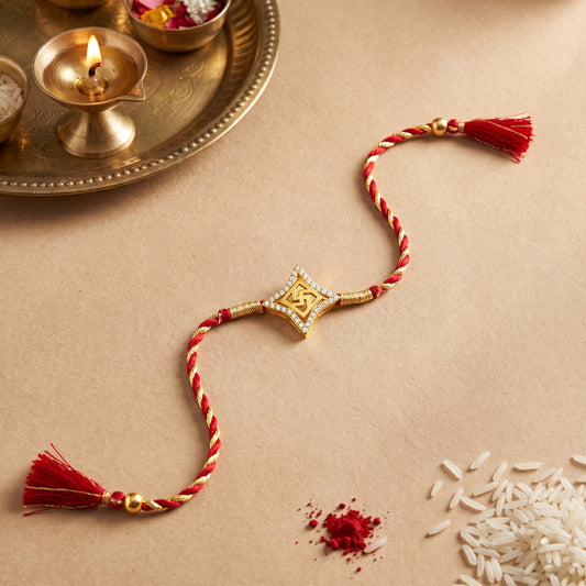 Golden Divine Swastik Rakhi