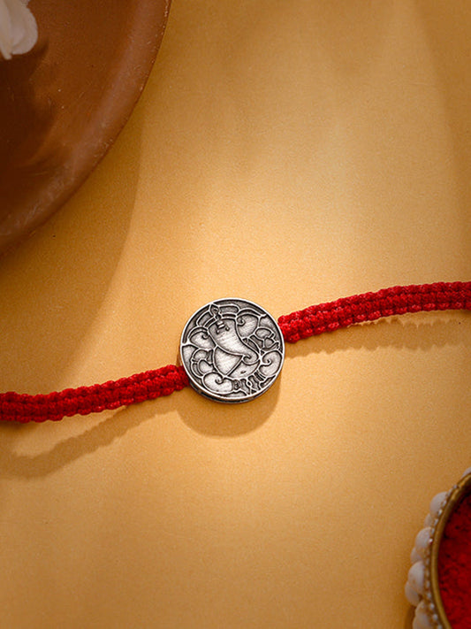 Oxidised Silver Lord Ganesha Sphere Rakhi
