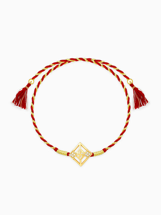 Golden Swastik Square Rakhi