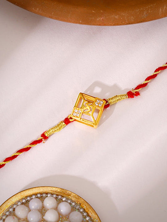 Golden Swastik Square Rakhi