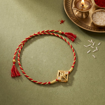 Golden Swastik Square Rakhi