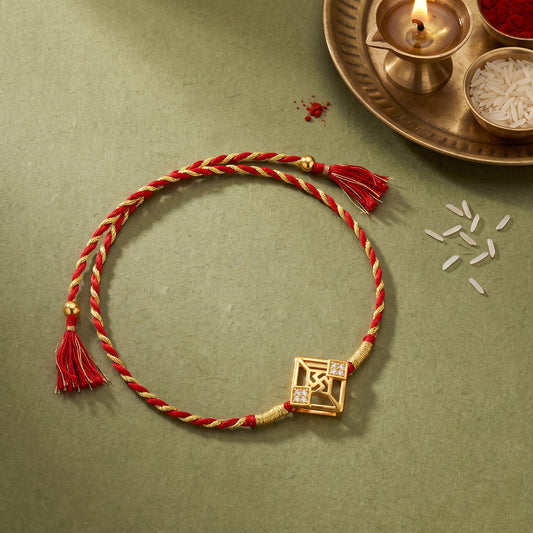 Golden Swastik Square Rakhi