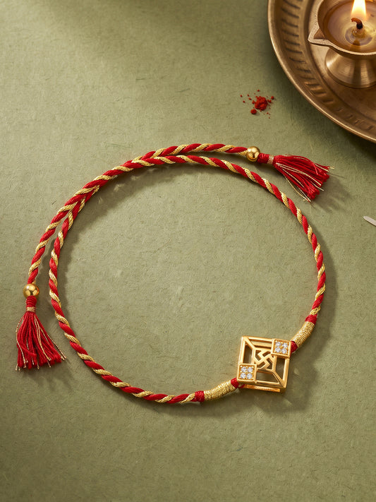Golden Swastik Square Rakhi