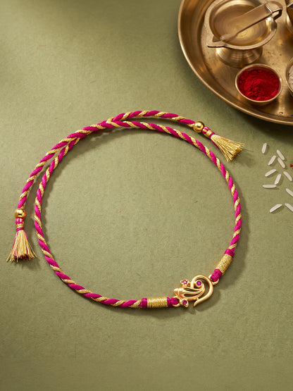Golden Elegant Ganesha Rakhi
