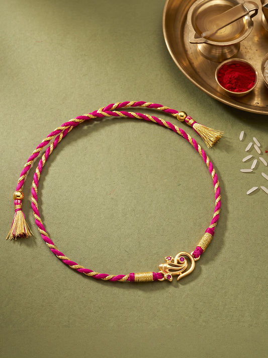 Golden Elegant Ganesha Rakhi