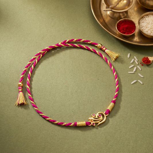 Golden Elegant Ganesha Rakhi