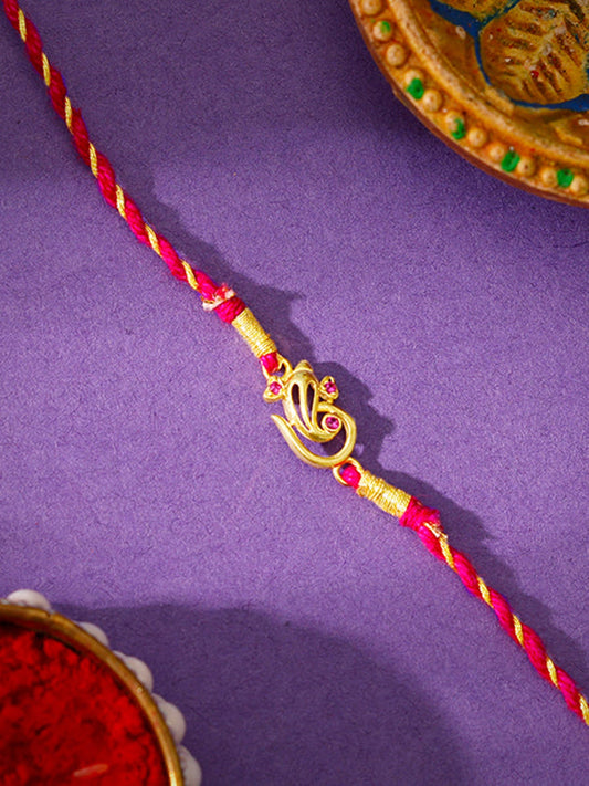 Golden Elegant Ganesha Rakhi