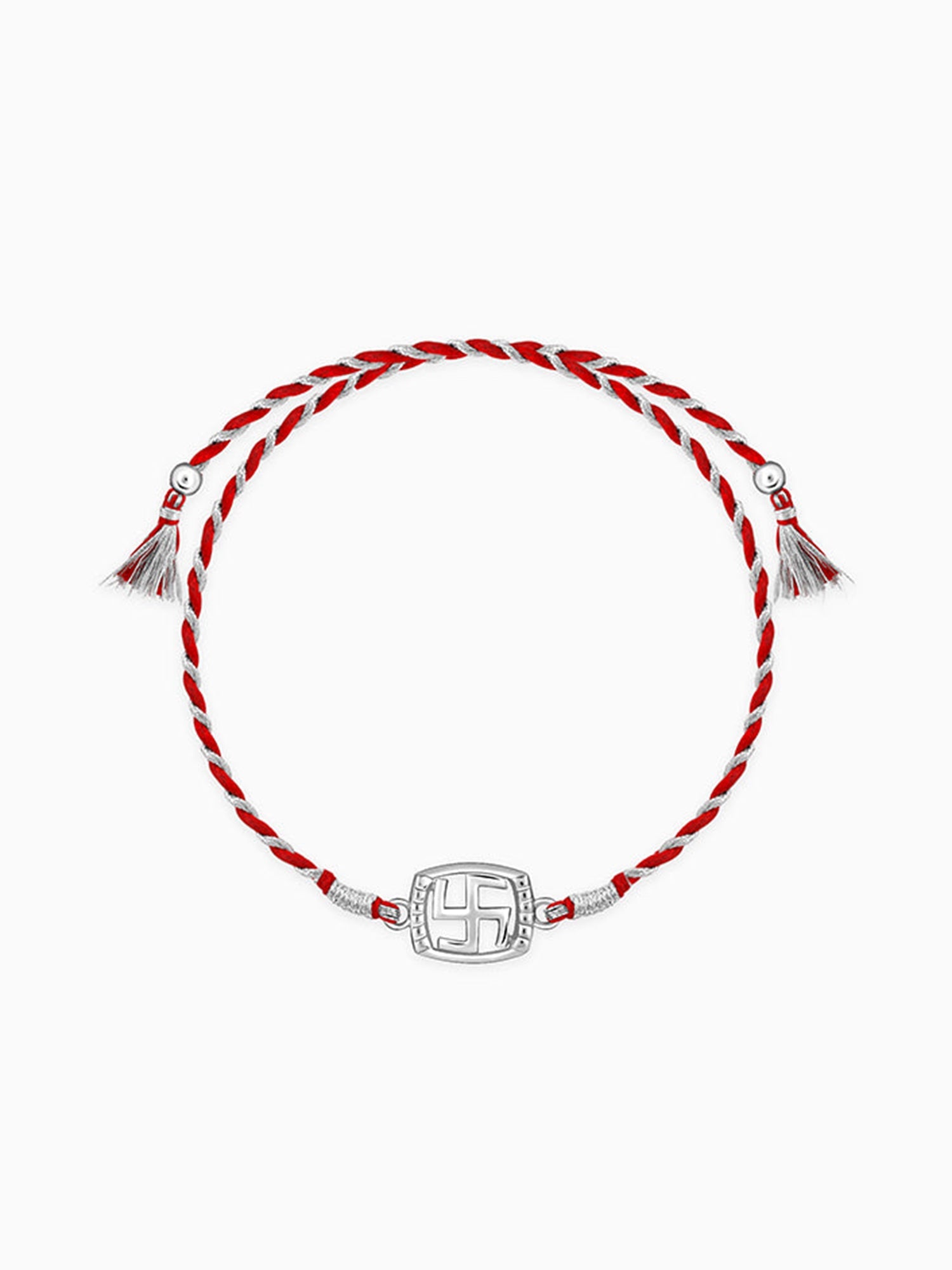 Silver Swastik In Square Rakhi