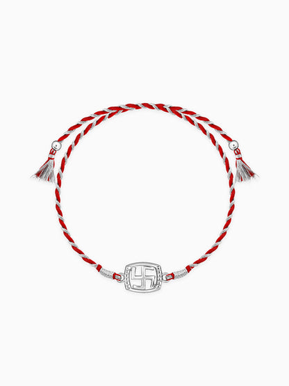 Silver Swastik In Square Rakhi