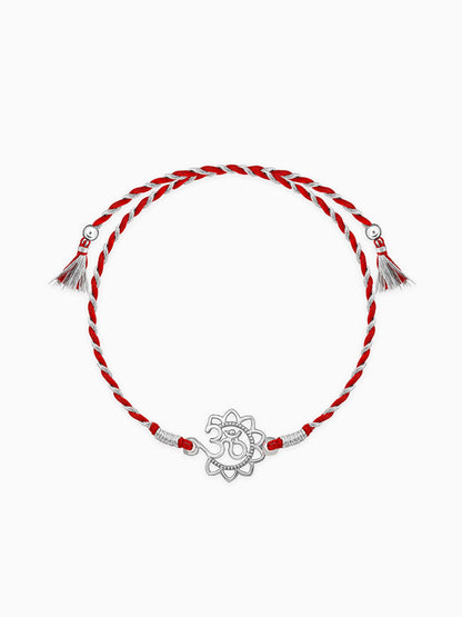 Silver Floral Om Rakhi