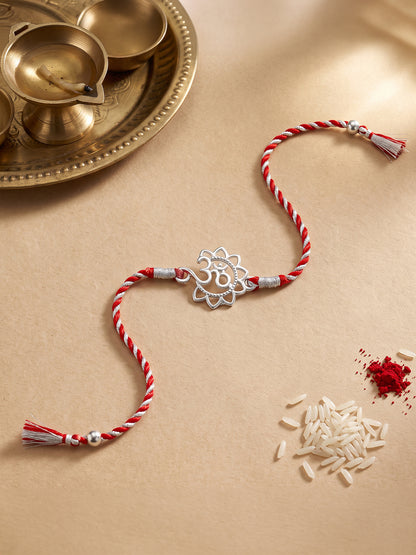 Silver Floral Om Rakhi