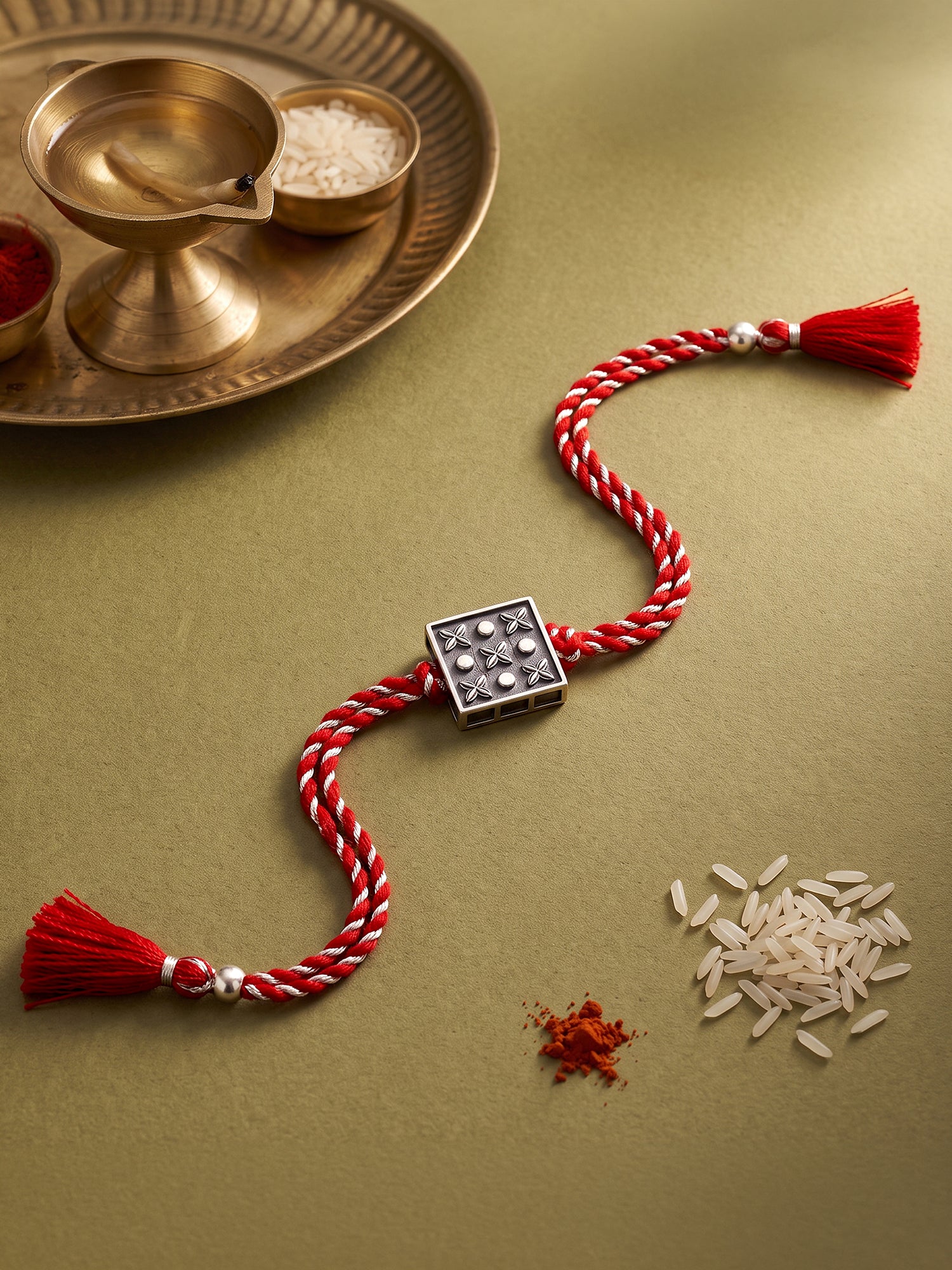Oxidised Silver Square Rakhi