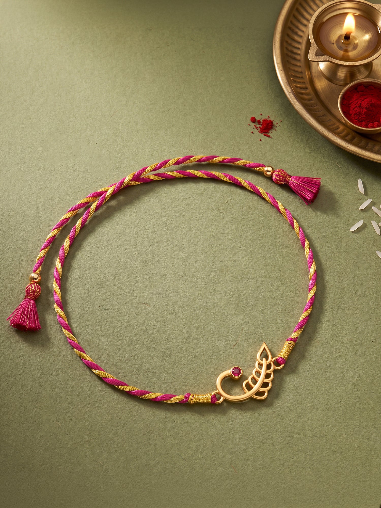 Golden New Leaf Rakhi