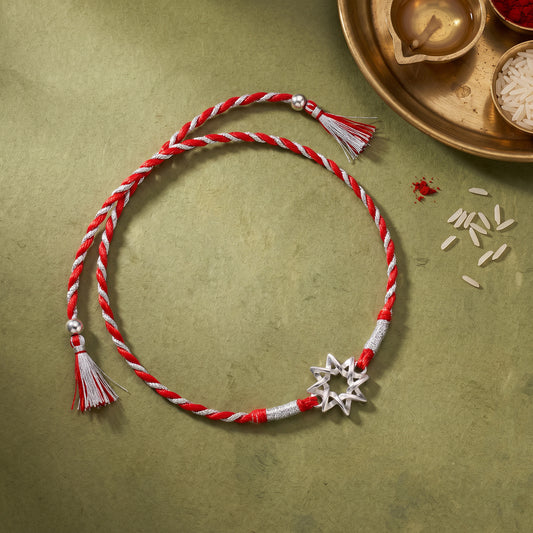 Silver Sparkling Star Rakhi