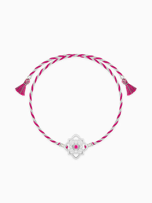 Silver Floral Sparkle Rakhi