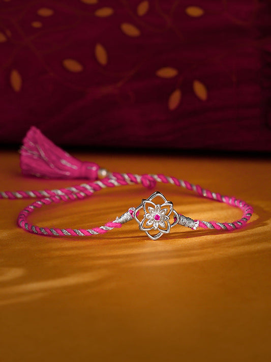 Silver Floral Sparkle Rakhi