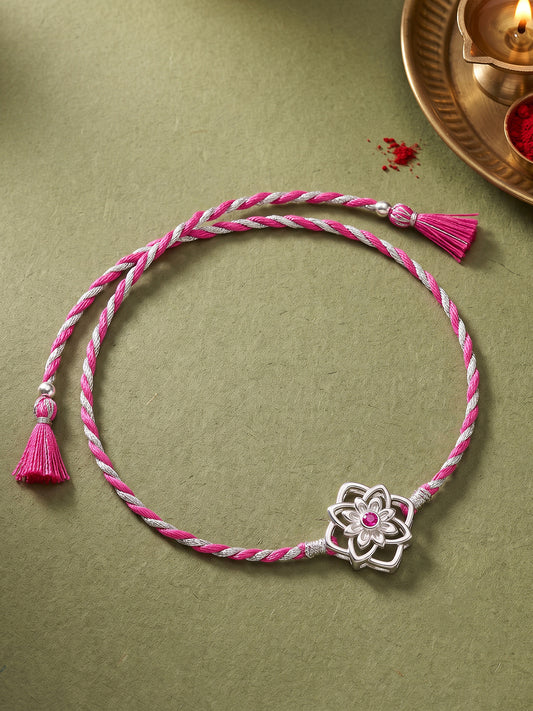 Silver Floral Sparkle Rakhi