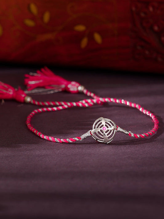 Silver Elegant Circle Rakhi