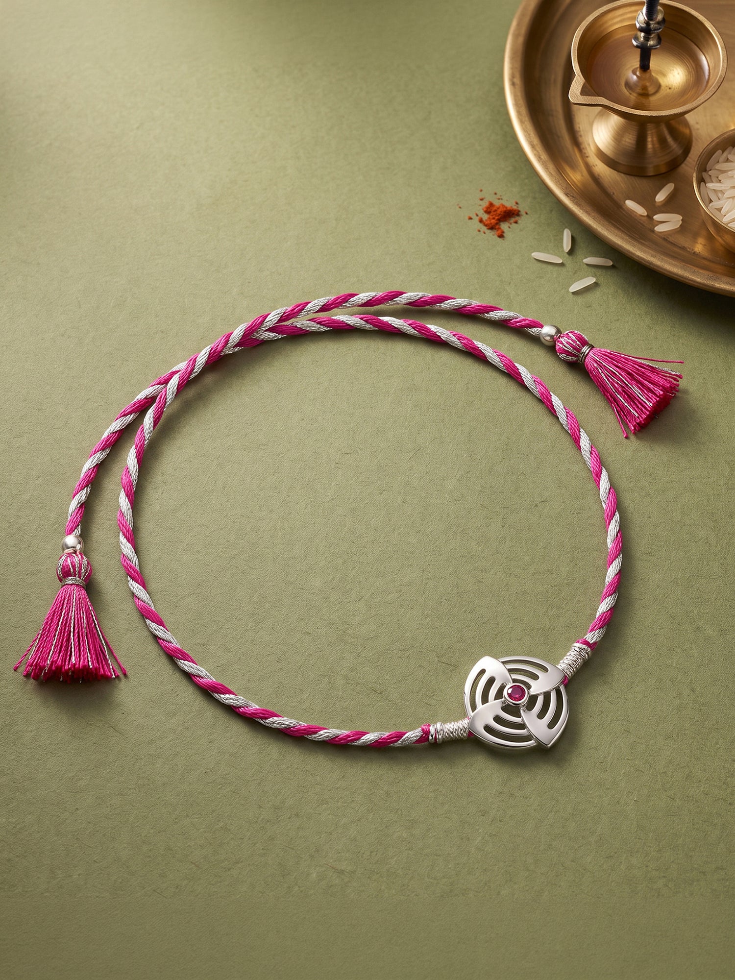 Silver Elegant Circle Rakhi