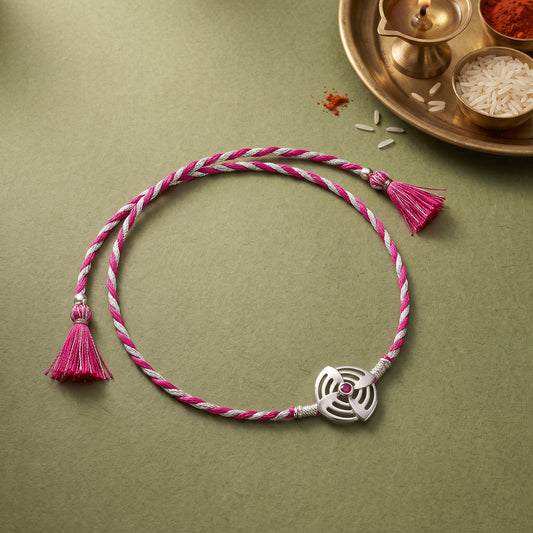 Silver Elegant Circle Rakhi