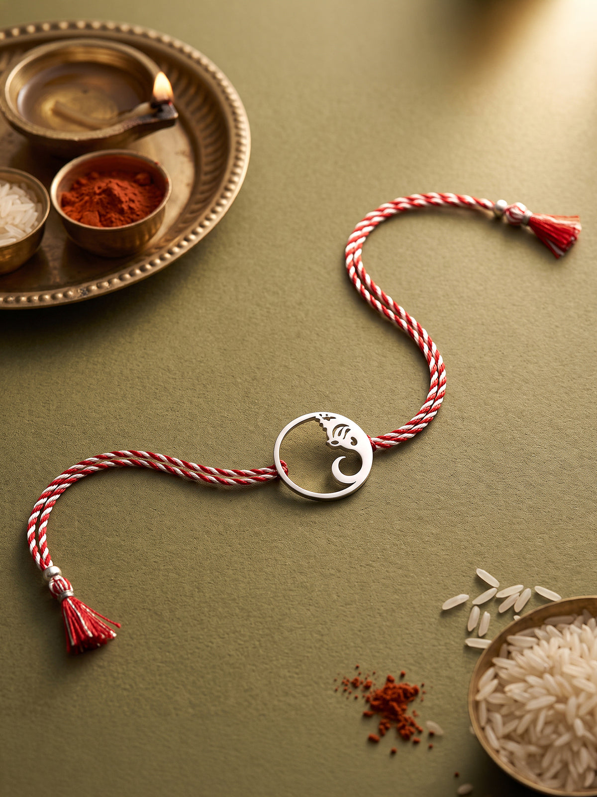 Oxidised Silver Lord Ganesha Halo Rakhi