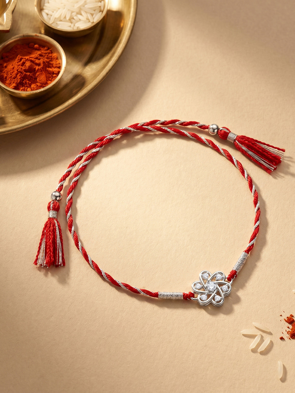 Silver Flowery Rakhi