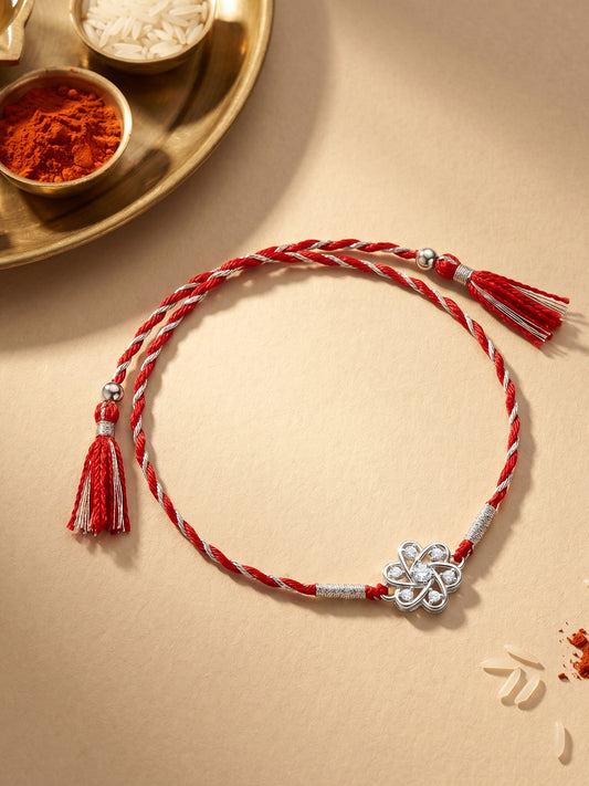 Silver Flowery Rakhi