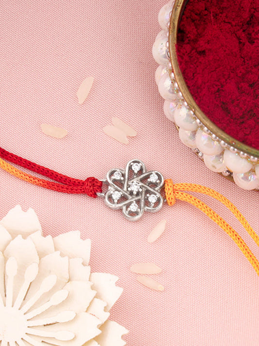 Silver Flowery Rakhi