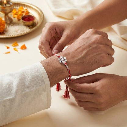 Silver Flowery Rakhi
